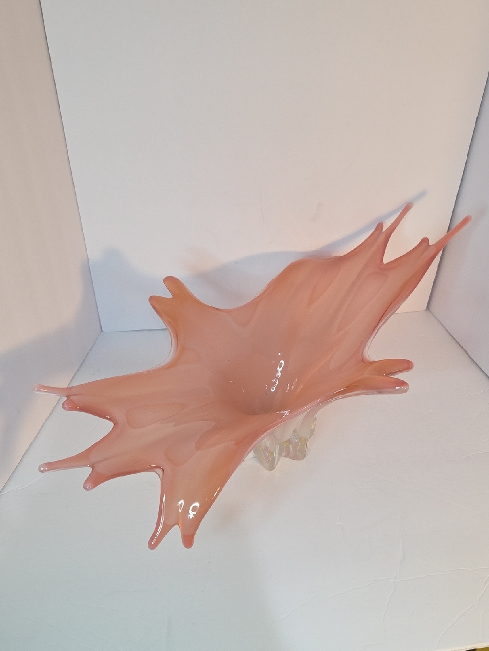 "Rare" Murano Formia MCM Large Handblown Pink Glass Decorative Bowl 24"L